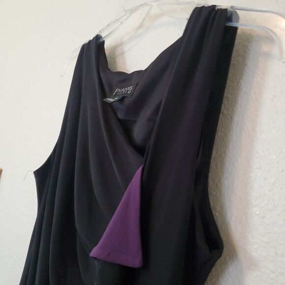 En Focus Dress Womens Size 6 Black Purple Ruffle Accent Stretch Cocktail - Picture 7 of 13